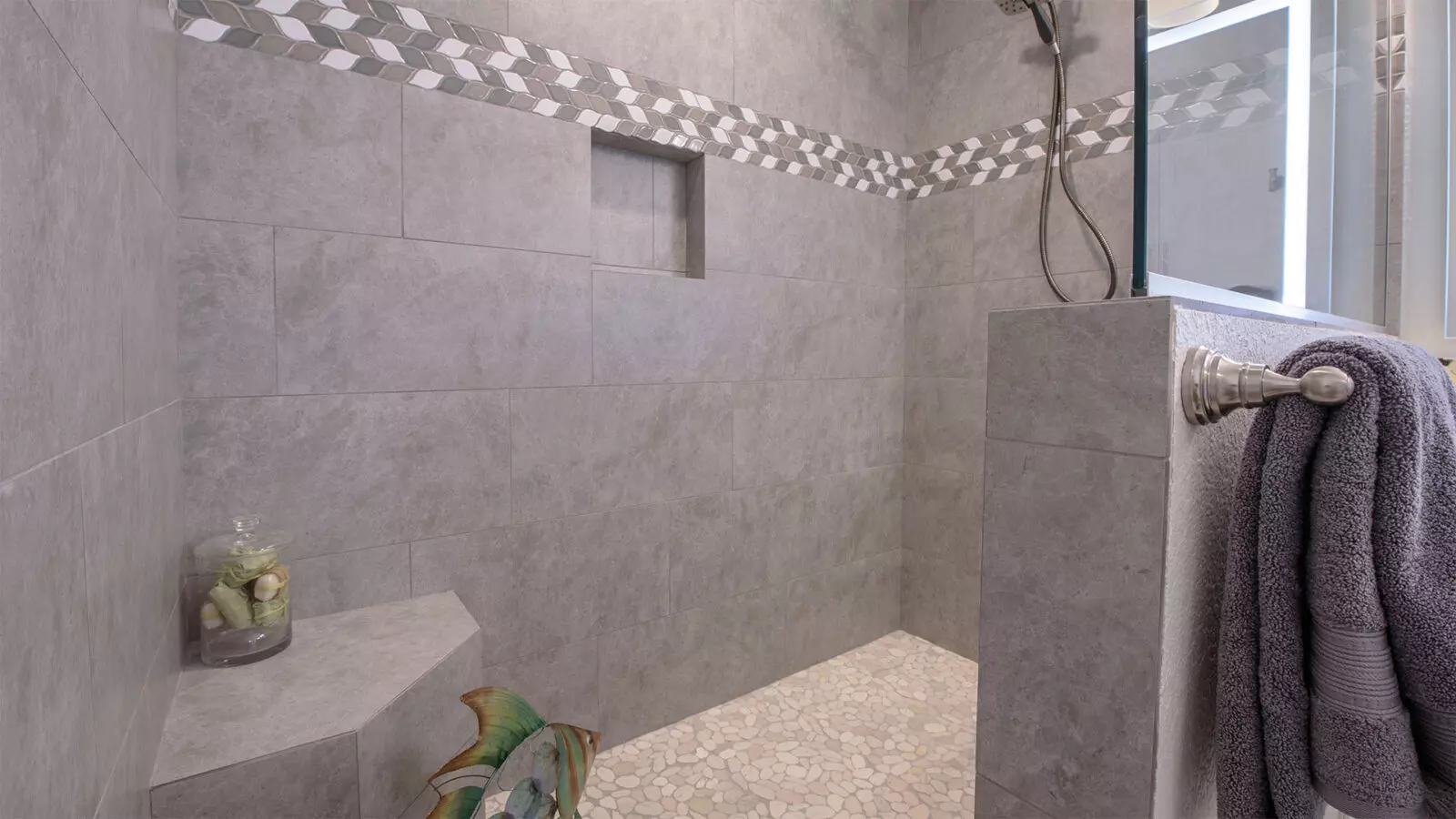 The inside of the shower room of a Scottsdale Shaker designed bathroom